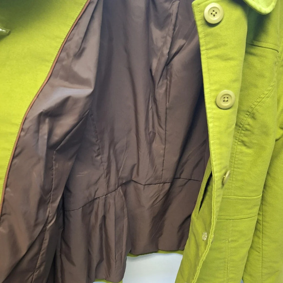 L.L. Bean Womens Pea Coat Suede Texture Apple Green w/ Matching Belt Regular Fit - Picture 10 of 16